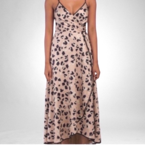 NEW Anthropologie Hutch Cheetah Print Farrah True Wrap Maxi Dress SZ XS - Picture 1 of 9
